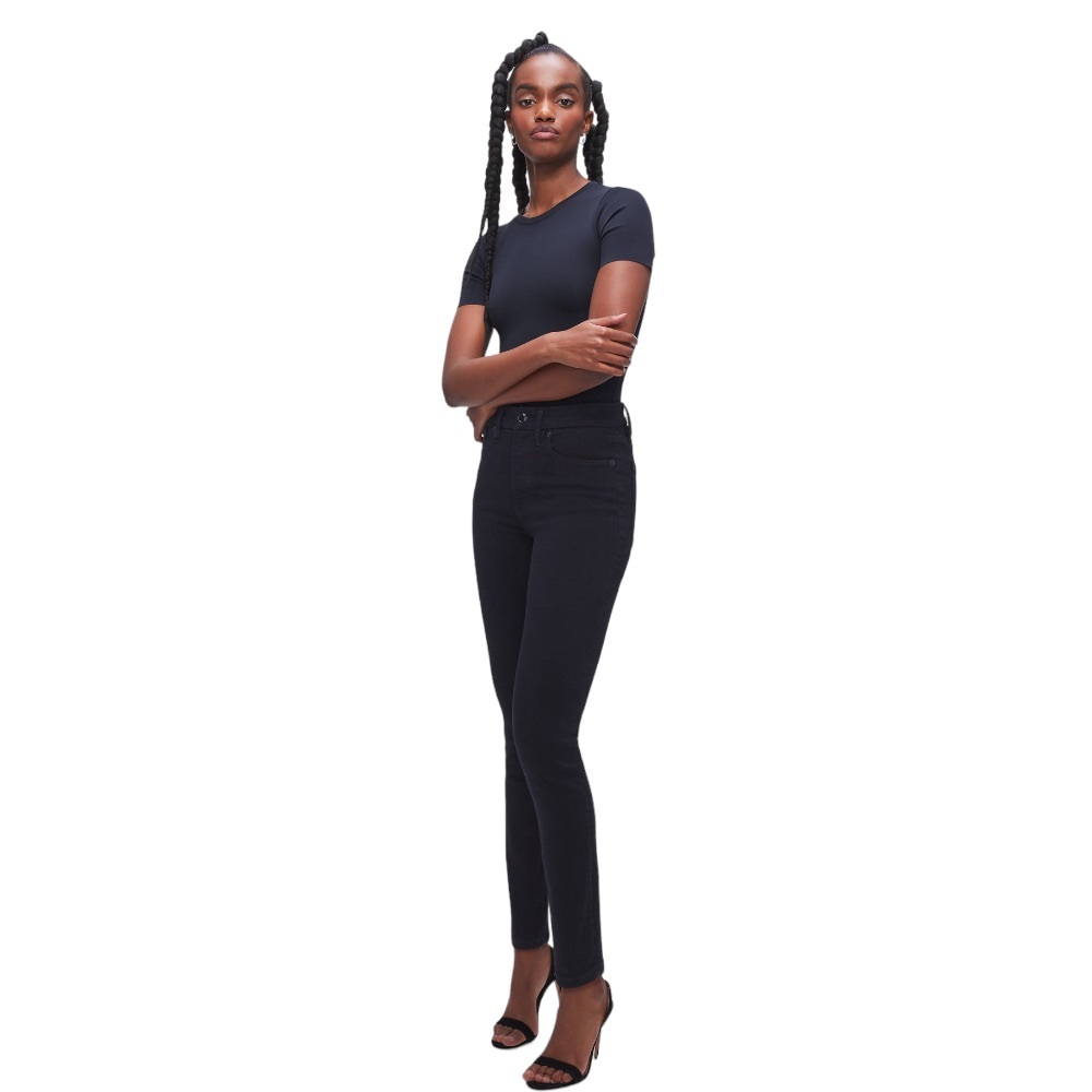 NWT Good American x Calik Denim Always Fits Good Legs Skinny Jeans Black size 6 - Picture 5 of 13